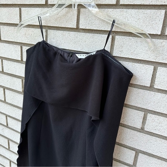 NWT Trina Turk Noir Black Strapless Crepe Ruffle Sheath Cocktail Wedding Dress - Picture 4 of 16